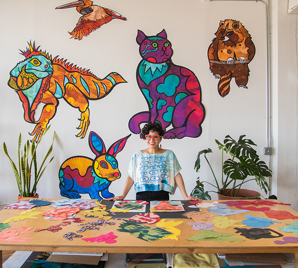 Favianna Rodriguez in her Studio