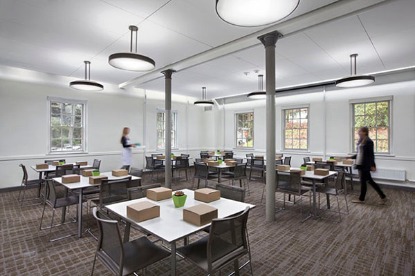 Dining room of Presidio building, set up for lunch