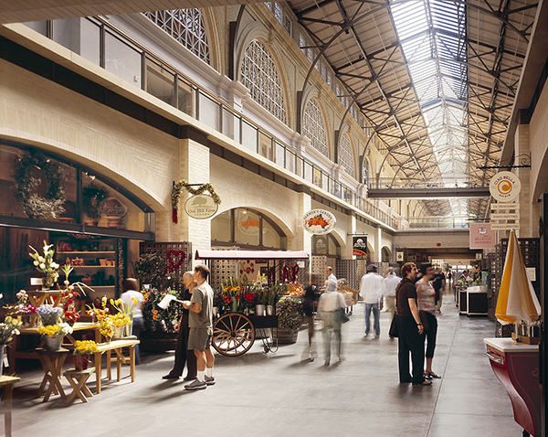 Interior of the Ferry Building; "urban" street