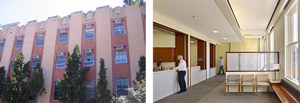 Previous air conditioning units; drop ceiling in second floor waiting area